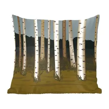 Декоративная подушка MuchoWow диванная подушка для гостиной декоративная подушка 50х50 см Иллюстрация леса с березами - чехлы на подушки - декорирование - спальня