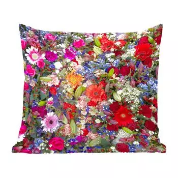 Декоративная подушка MuchoWow диванная подушка для гостиной декоративная подушка 40x40 см Цветочный дизайн в ярких цветах - чехлы на диванные подушки - без наполнителя