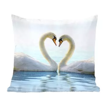 Декоративная подушка MuchoWow диванная подушка для гостиной декоративная подушка 50 x 50 см лебеди - сердце - семейная пара - чехлы на подушки - украшение - спальня