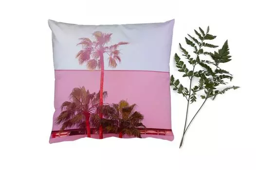 Декоративная подушка MuchoWow диванная подушка для гостиной декоративная подушка 40 x 40 см пальма - садовый постер - розовый - чехлы на диванные подушки - без наполнителя