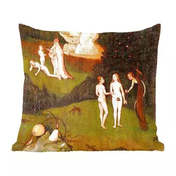 Декоративная подушка MuchoWow диванная подушка для гостиной декоративная подушка 45х45 см весы сена левая створка триптиха - картина Иеронима Босха - чехлы для подушек - декоративные чехлы для подушек - декоративные чехлы для подушек