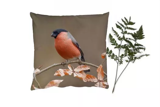 Декоративная подушка MuchoWow диванная подушка для гостиной декоративная подушка 60 x 60 см птица - листья - осень - снегирь - - чехол на подушку - хлопчатобумажная ткань - декоративные наволочки