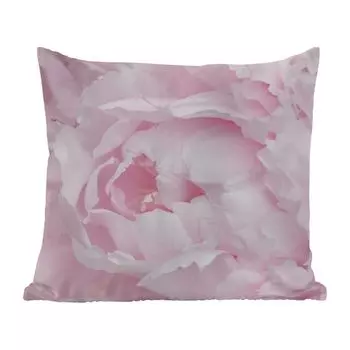 Декоративная подушка MuchoWow диванная подушка для гостиной декоративная подушка 60x60 см розовый пион крупным планом и вид сверху - чехол на подушку - хлопчатобумажная ткань - декоративные наволочки