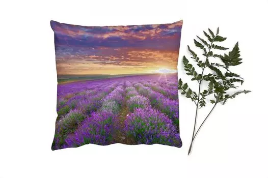 Декоративная подушка MuchoWow диванная подушка для гостиной декоративная подушка 60 x 60 см лаванда - облака - весна - чехол на подушку - хлопчатобумажная ткань - декоративные наволочки