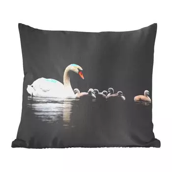 Декоративная подушка MuchoWow диванная подушка для гостиной декоративная подушка 60 x 60 см птицы - лебедь - цыплята - чехол на подушку - хлопчатобумажная ткань - декоративные наволочки