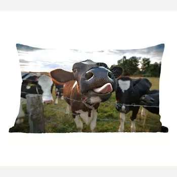 Декоративная подушка MuchoWow диванная подушка для гостиной декоративная подушка 50 x 30 см корова - животные - природа - отличный язык - чехлы на диванные подушки - без наполнителя