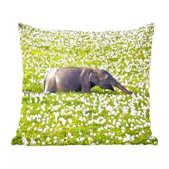 Декоративная подушка MuchoWow диванная подушка для гостиной декоративная подушка 40х40 см слоны гуляют по водному полю с растениями - чехлы на диванные подушки - без наполнителя