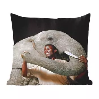 Декоративная подушка MuchoWow диванная подушка для гостиной декоративная подушка 60х60 см портрет мужчины и слона на черном фоне - чехол на подушку - хлопчатобумажная ткань - декоративные наволочки