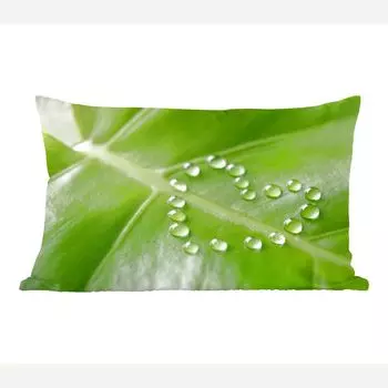 Декоративная подушка MuchoWow диванная подушка для гостиной декоративная подушка 50х30 см фото ботанического листа с каплями воды в форме сердца - чехлы на диванные подушки - без наполнителя