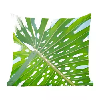 Декоративная подушка MuchoWow диванная подушка для гостиной декоративная подушка 40х40 см Зеленый ботанический лист на солнце - чехлы на диванные подушки - без наполнителя
