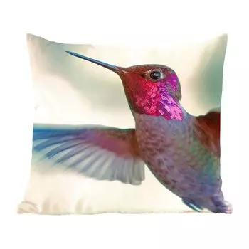 Декоративная подушка MuchoWow диванная подушка для гостиной декоративная подушка 60 x 60 см птицы - колибри - розовый - чехол на подушку - хлопчатобумажная ткань - декоративные наволочки