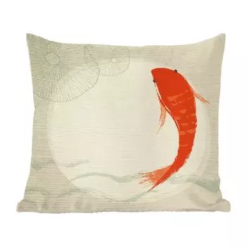 Декоративная подушка MuchoWow диванная подушка для гостиной декоративная подушка 60х60 см Иллюстрация оранжевой рыбки - чехол на подушку - хлопчатобумажная ткань - декоративные наволочки