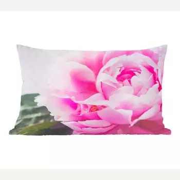 Декоративная подушка MuchoWow диванная подушка для гостиной декоративная подушка 50х30 см крупный план розовый пион с листьями - чехлы на диванные подушки - без наполнителя