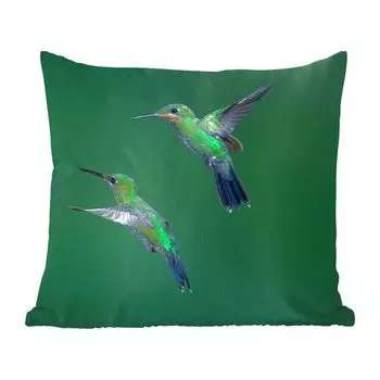 Декоративная подушка MuchoWow диванная подушка для гостиной декоративная подушка 60 x 60 см птицы - колибри - зеленый - чехол на подушку - хлопчатобумажная ткань - декоративные наволочки