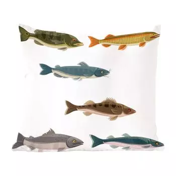 Декоративная подушка MuchoWow диванная подушка для гостиной декоративная подушка 60x60 см Иллюстрация шести цветных рыбок - чехол на подушку - хлопчатобумажная ткань - декоративные наволочки