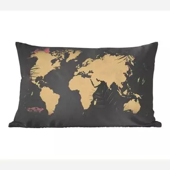 Декоративная подушка MuchoWow диванная подушка для гостиной декоративная подушка 50х30 см карта мира - листья - джунгли - чехлы на диванные подушки - без наполнителя