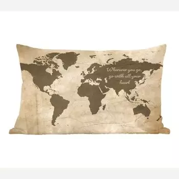 Декоративная подушка MuchoWow диванная подушка для гостиной декоративная подушка 50х30 см карта мира - винтаж - цитата - чехлы на диванные подушки - без наполнителя