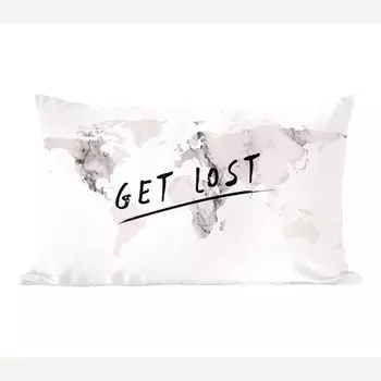 Декоративная подушка MuchoWow диванная подушка для гостиной декоративная подушка 50х30 см карта мира - мрамор - цитата - чехлы на диванные подушки - без наполнителя