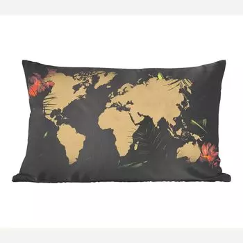 Декоративная подушка MuchoWow диванная подушка для гостиной декоративная подушка 50х30 см карта мира - растения - листья - чехлы на диванные подушки - без наполнителя