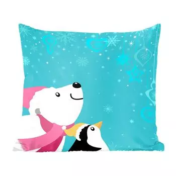 Декоративная подушка MuchoWow диванная подушка для гостиной декоративная подушка 45х45 см иллюстрация пингвина и белого медведя на синем фоне - чехлы на подушки - декоративные чехлы - декоративные чехлы