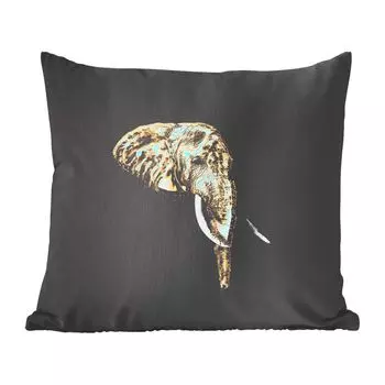 Декоративная подушка MuchoWow диванная подушка для гостиной декоративная подушка 60 x 60 см слон - золото - зубы - чехол на подушку - хлопчатобумажная ткань - декоративные наволочки