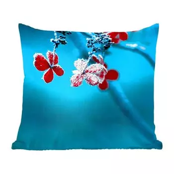 Декоративная подушка MuchoWow диванная подушка для гостиной декоративная подушка 50 x 50 см красный - цветок - мокрый снег - чехлы на подушки - украшение - спальня