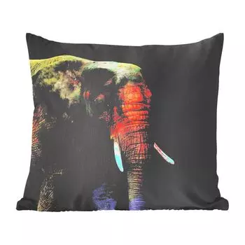 Декоративная подушка MuchoWow диванная подушка для гостиной декоративная подушка 60 x 60 см слон - цвета - животное - чехол на подушку - хлопчатобумажная ткань - декоративные чехлы на подушки