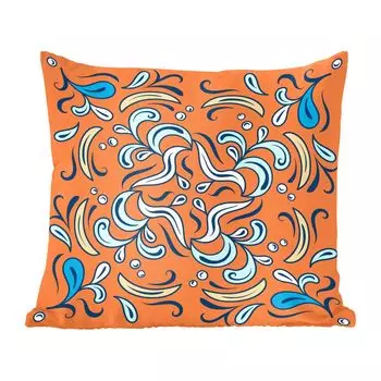 Декоративная подушка MuchoWow диванная подушка для гостиной декоративная подушка 60 x 60 см лепестки - синий - желтый - белый - чехол на подушку - хлопчатобумажная ткань - декоративные наволочки