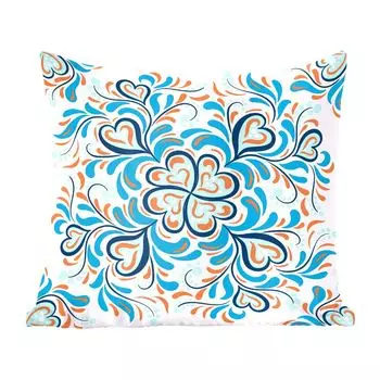 Декоративная подушка MuchoWow, диванная подушка для гостиной, декоративная подушка 60 x 60 см, четырехлистный клевер - сердечки - синий - узор - чехол на подушку - хлопчатобумажная ткань - декоративные чехлы на подушки