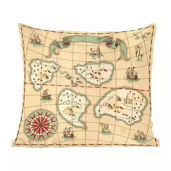 Декоративная подушка MuchoWow диванная подушка для гостиной декоративная подушка 45x45 см детская иллюстрация карты сокровищ с фантастическими морскими существами - чехлы для подушек - декоративные чехлы для подушек - декоративные чехлы для поду...