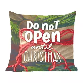 Декоративная подушка MuchoWow диванная подушка для гостиной декоративная подушка 60 x 60 см «Не открывать до Рождества» - пословицы - цитаты - чехол на подушку - хлопчатобумажная ткань - декоративные наволочки