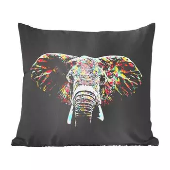 Декоративная подушка MuchoWow диванная подушка для гостиной декоративная подушка 60 x 60 см слон - животные - цвета - чехол на подушку - хлопчатобумажная ткань - декоративные чехлы на подушки