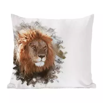Декоративная подушка MuchoWow диванная подушка для гостиной декоративная подушка 40 x 40 см лев - линия - цвета - чехлы на диванные подушки - без наполнителя