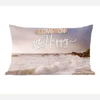Декоративная подушка MuchoWow диванная подушка для гостиной декоративная подушка 50 х 30 см пословицы - цитаты - «Приходите, будьте счастливы» - чехлы на диванные подушки - без наполнителя