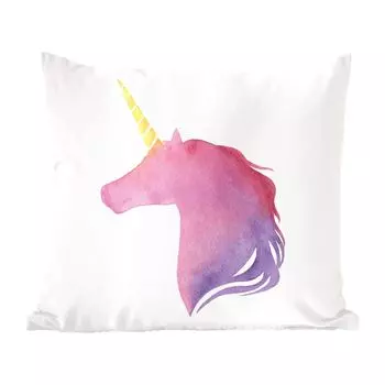 Декоративная подушка MuchoWow диванная подушка для гостиной декоративная подушка 60 x 60 см детская иллюстрация единорог фиолетового цвета - чехол на подушку - хлопчатобумажная ткань - декоративные наволочки