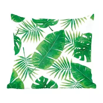Декоративная подушка MuchoWow, диванная подушка для гостиной, декоративная подушка 60 x 60 см в тропическом стиле - листья - узор - чехол на подушку - хлопчатобумажная ткань - декоративные наволочки