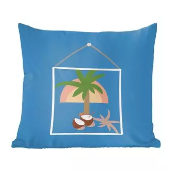 Декоративная подушка MuchoWow, диванная подушка для гостиной, декоративная подушка 60 x 60 см лето - пляж - рамка для фотографий - абстракция - чехол на подушку - хлопчатобумажная ткань - декоративные наволочки