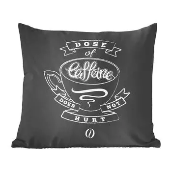 Декоративная подушка MuchoWow диванная подушка для гостиной декоративная подушка 45x45 см Доза кофеина не повредит - пословицы - винтаж - цитаты - кофе - чехлы на подушки - чехлы декоративные - чехлы декоративные