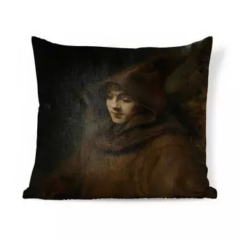 Декоративная подушка MuchoWow диванная подушка для гостиной декоративная подушка 60 x 60 см Сын Рембрандта Титус в монашеском облачении - Рембрандт ван Рейн - чехол на подушку - хлопчатобумажная ткань - декоративные наволочки