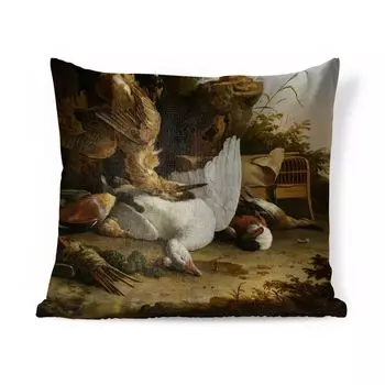 Декоративная подушка MuchoWow диванная подушка для гостиной декоративная подушка 60 x 60 см Сорока на пне - Melchior d'Hondecoeter - чехол на подушку - хлопчатобумажная ткань - декоративные наволочки