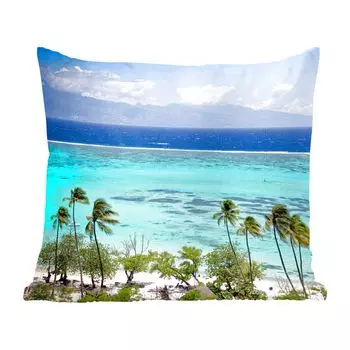Декоративная подушка MuchoWow диванная подушка для гостиной декоративная подушка 45x45 см пальмы на побережье Моореа с прозрачной голубой водой на заднем плане - чехлы для подушек - декоративные чехлы для подушек - декоративные чехлы для подушек