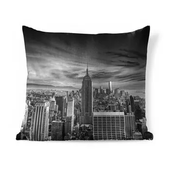 Декоративная подушка MuchoWow диванная подушка для гостиной декоративная подушка 60 x 60 см Необычные облака в Нью-Йорке - черно-белые - чехол на подушку - хлопчатобумажная ткань - декоративные наволочки