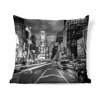 Декоративная подушка MuchoWow, диванная подушка для гостиной, декоративная подушка 60 x 60 см Times Square New York - черно-белый - чехол на подушку - хлопчатобумажная ткань - декоративные наволочки
