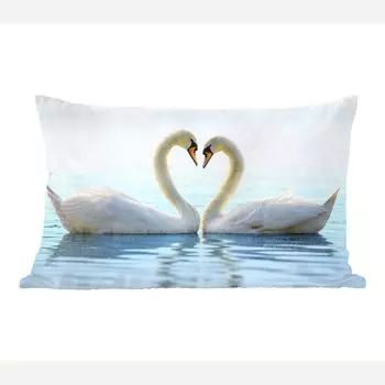 Декоративная подушка MuchoWow диванная подушка для гостиной декоративная подушка 50 x 30 см лебеди - сердце - семейная пара - чехлы на диванные подушки - без наполнителя