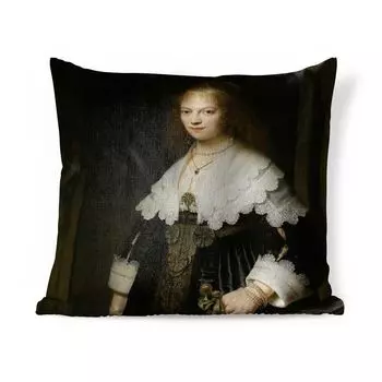 Декоративная подушка MuchoWow диванная подушка для гостиной декоративная подушка 40x40 см портрет женщины, возможно, Марии Трип - картина Рембрандта ван Рейна - чехлы на диванные подушки - без наполнителя