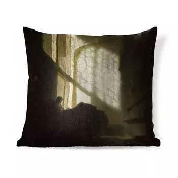 Декоративная подушка MuchoWow диванная подушка для гостиной декоративная подушка 40x40 см Мужчина читает в высокой комнате - картина Рембрандта ван Рейна - чехлы на диванные подушки - без наполнителя