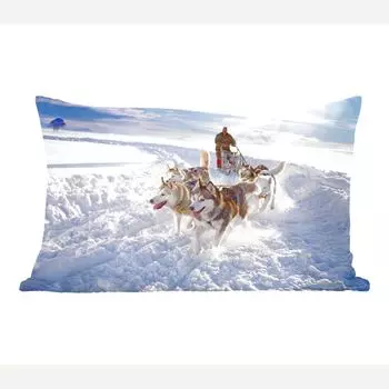 Декоративная подушка MuchoWow диванная подушка для гостиной декоративная подушка 50х30 см хаски для собачьих упряжек - чехлы на диванные подушки - без наполнителя