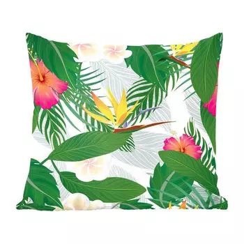 Декоративная подушка MuchoWow, диванная подушка для гостиной, декоративная подушка 40x40 см. Иллюстрация тропического цветочного дизайна - чехлы на диванные подушки - без наполнителя