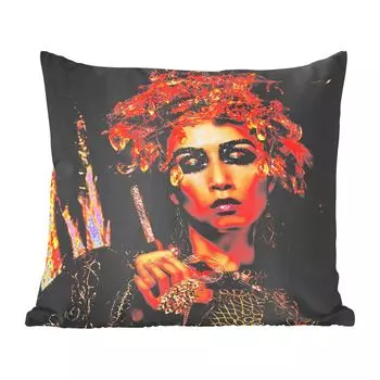 Декоративная подушка MuchoWow, диванная подушка для гостиной, декоративная подушка 60 x 60 см для женщин - украшения - тени для век - чехол на подушку - хлопчатобумажная ткань - декоративные чехлы на подушки