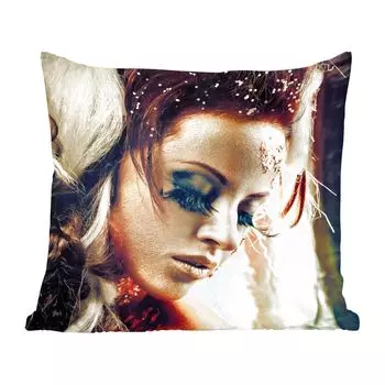 Декоративная подушка MuchoWow диванная подушка для гостиной декоративная подушка 60 x 60 см женщина - золотой - белый - чехол на подушку - хлопчатобумажная ткань - декоративные наволочки